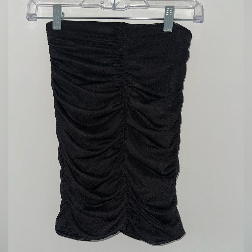 Black Scrunched Mini Skirt